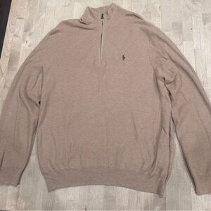 Ralph Lauren Tan Zip Up Sweater Classic Knit